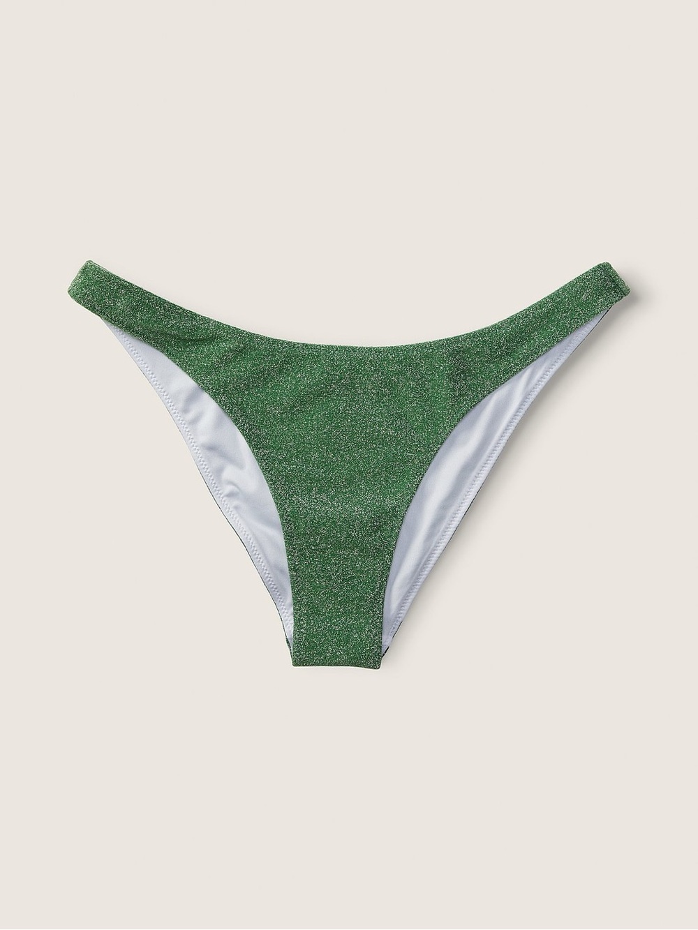 PINK Victoria’s Secret Green Glitter Bikini Bottoms Shimmer Swim NWT Medium